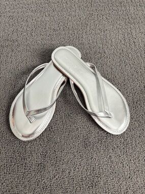 J. Crew Silver Metallic Thong Sandals